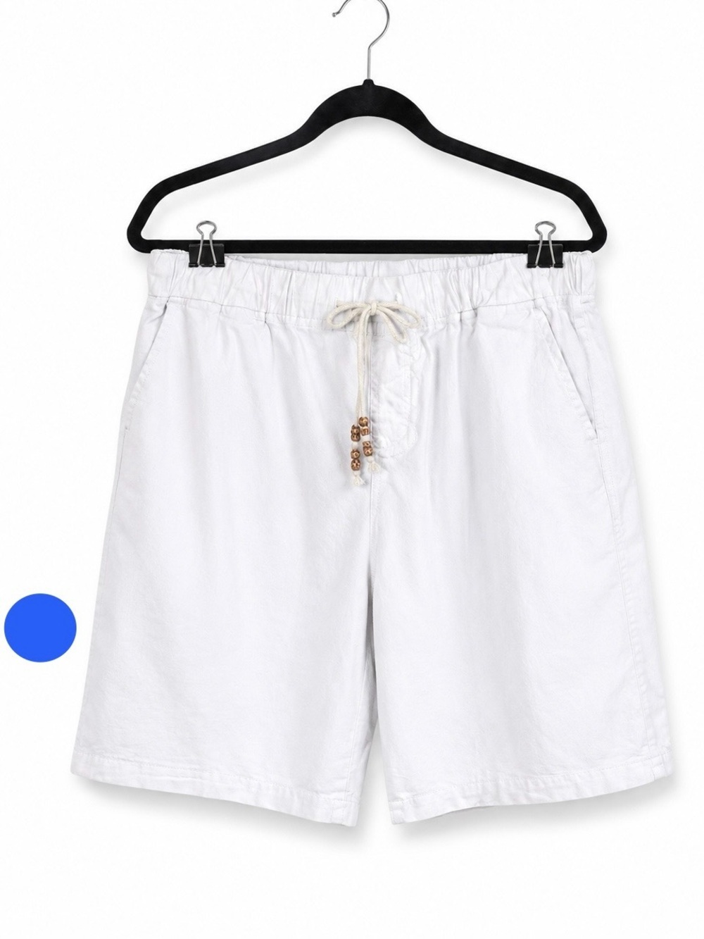 White Linen Blend Drawstring Shorts 2XL Casual Summer Pull On